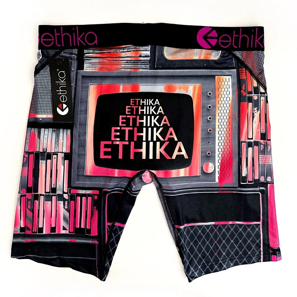 Ethika Boxer Briefs Mens Medium Underwear Retro VHS Tapes Black Pink The Staple